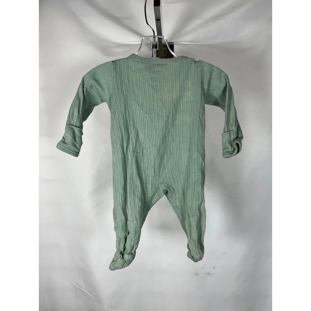 Wonder Nation Baby Ribbed Zip‎ Front Footed Sleeper Sage Green 0-3M